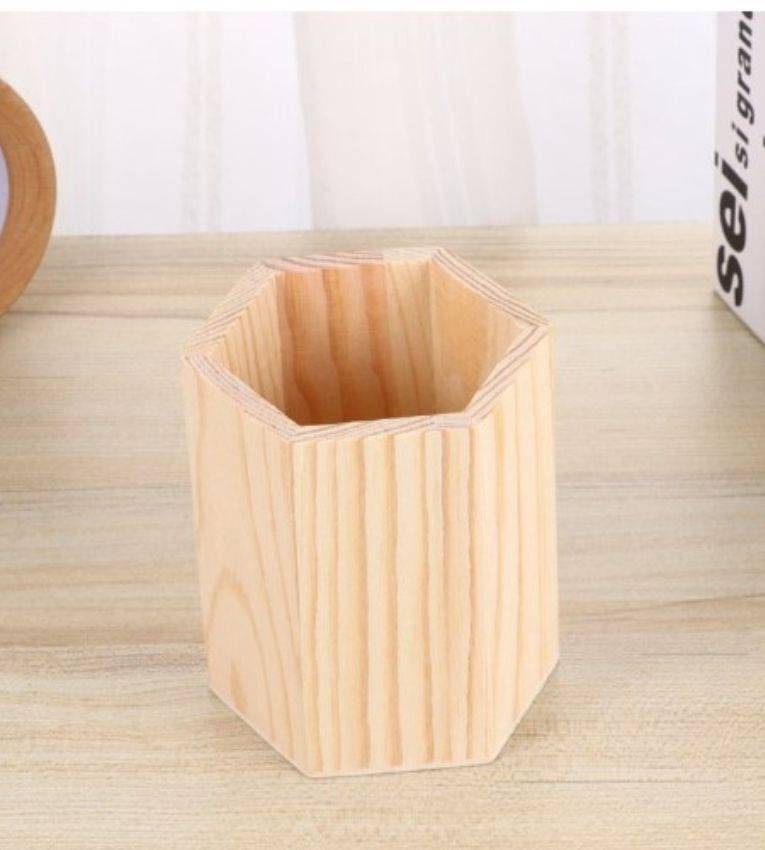 Porte-Stylo en Bois Naturel,Organisateur Bureau Écologique et Élégant